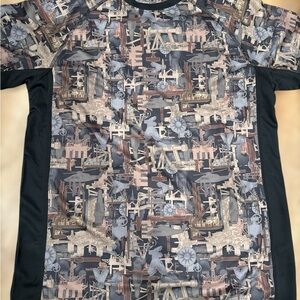 Men's L Walls Oilfield Camo Shirt Vented Short Sleeve with Oil Rig Design USA